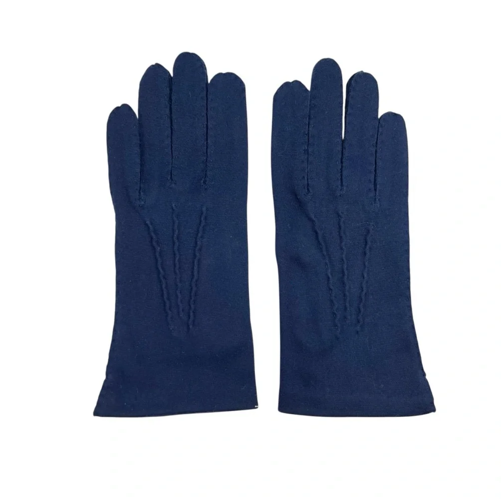 Lot of 6 Vintage Fownes Girls Navy Blue 100% Cotton Gloves Everyday Size 4